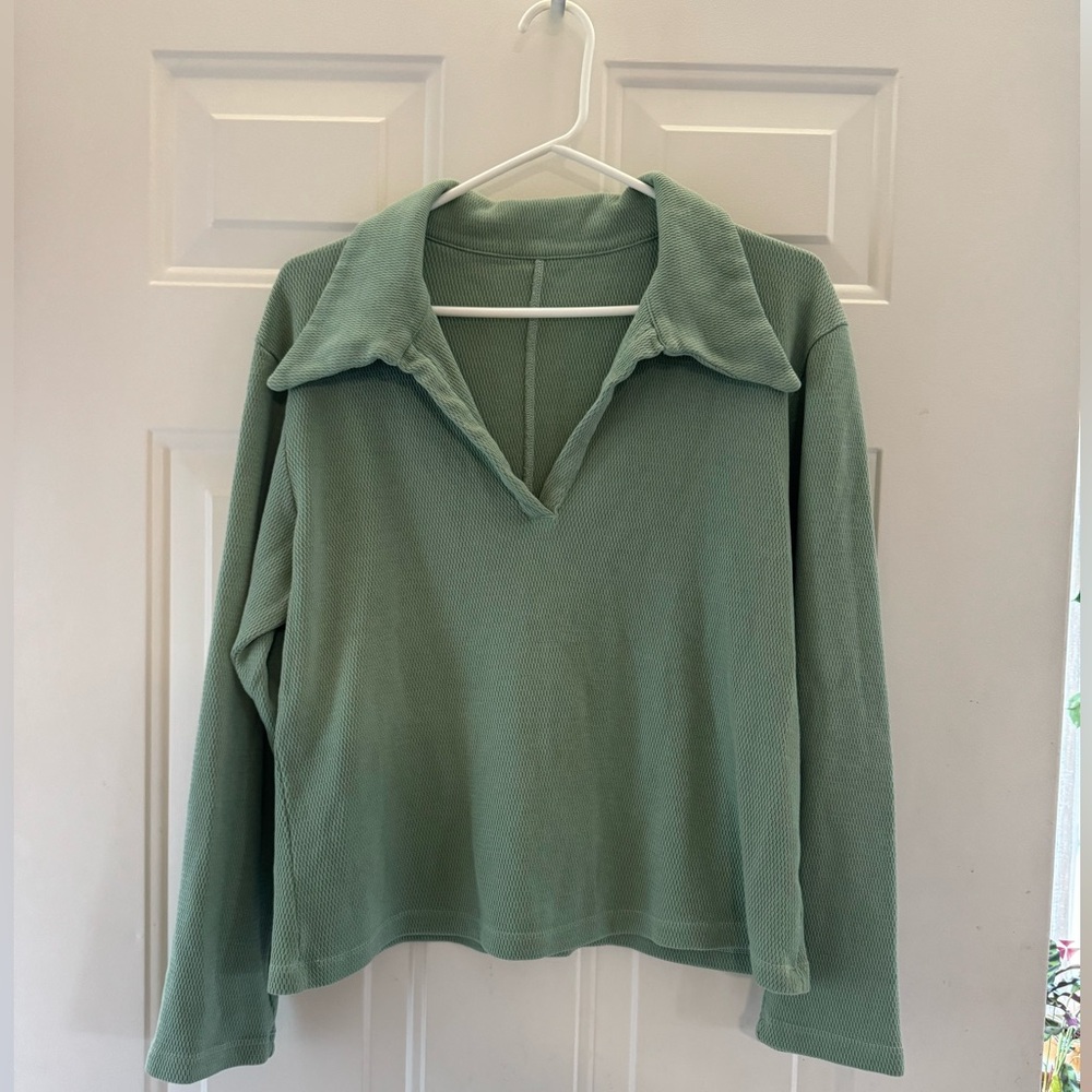 BNWOT Big Bud Press Fisherman Polo Long Sleeve Sage Green Size L